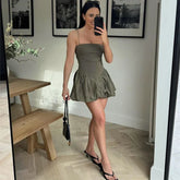 Y2K A Line Short Spaghetti Strap Bubble Dress